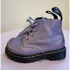 Dr. Martens 1460 Pascal I Kids Combat Boots Purple Leather Lace Up Zipper 6